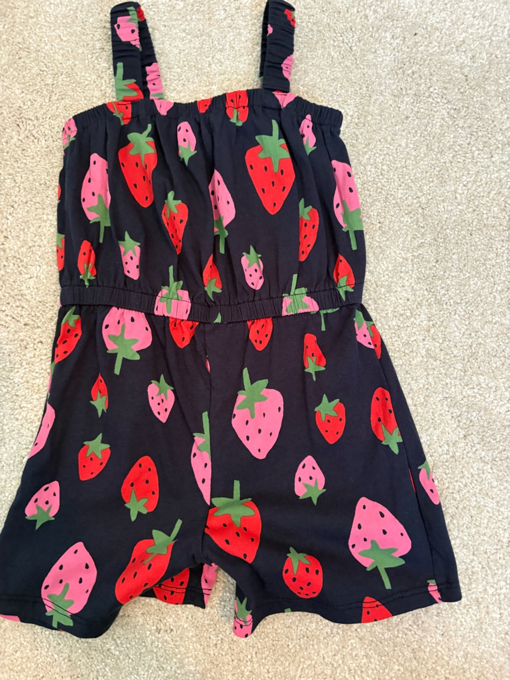 Old Navy Black Strawberry Print Girls Romper - Red & Pink